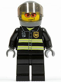 LEGO cty0003 Fire - Reflective Stripes, Black Legs, Dark Bluish Gray Helmet, Trans-Black Visor